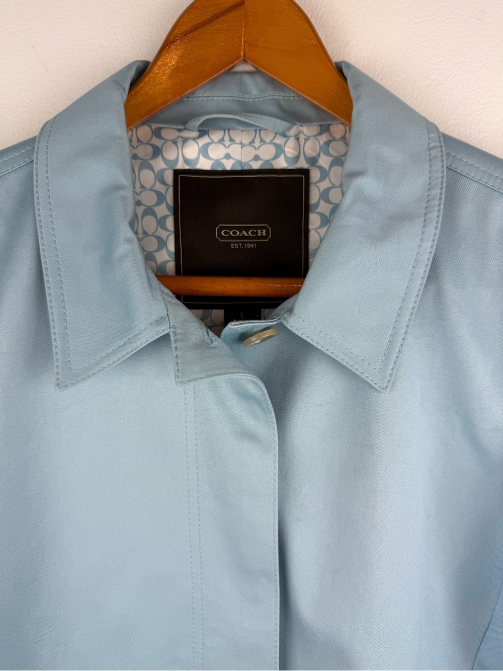 Coach Powder Blue Women's Single-Breasted Trench Coat - Picture 14 of 15